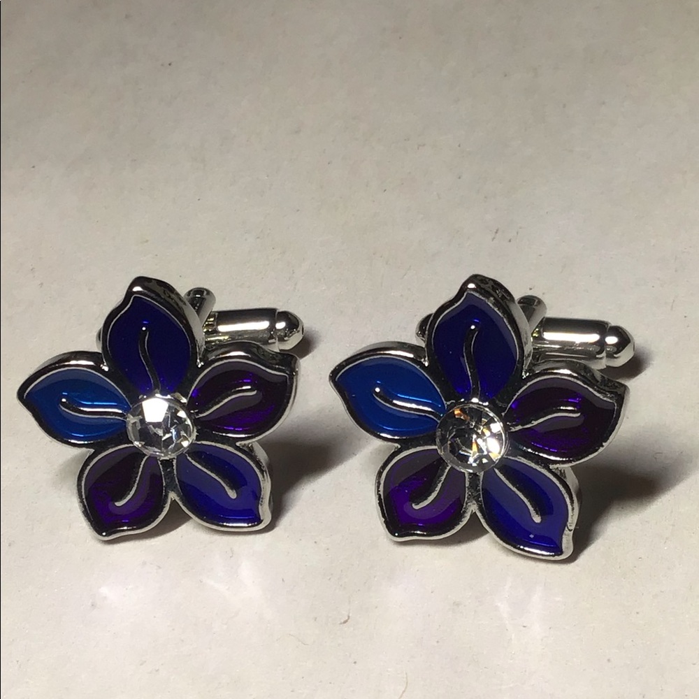 Hibiscus flower enamel cufflinks